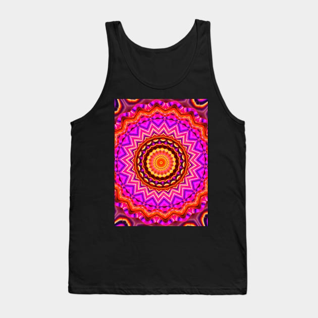 Optical illusion. Psychedelic Coral and purple kaleidoscope print Tank Top by Pink Dessert